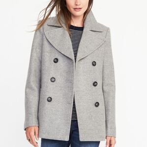 Old Navy Gray Double-Breasted Wool Pea Coat